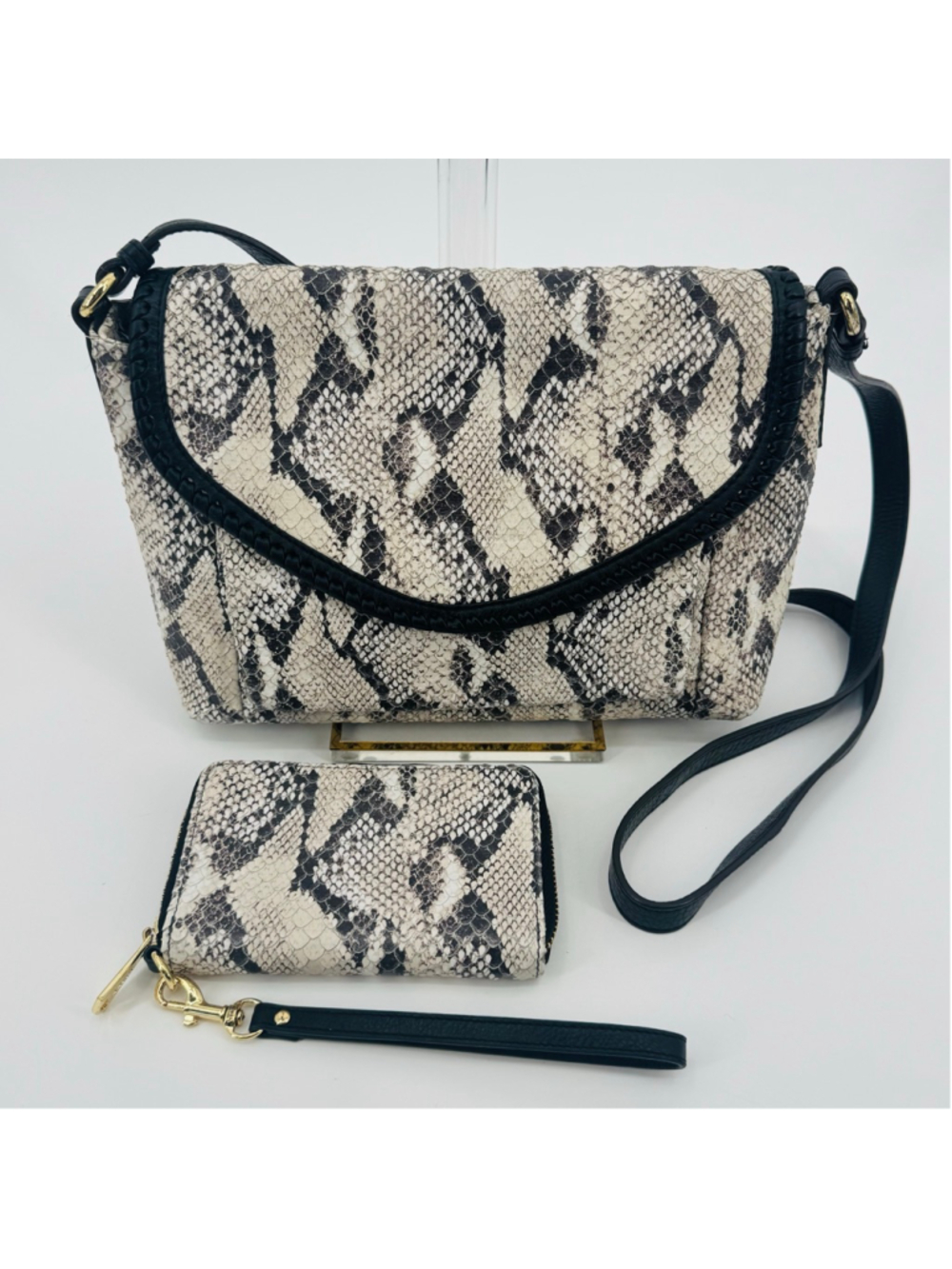 Aimee Kestenberg All for Love Snake Embossed Leather Bag & Wallet Set